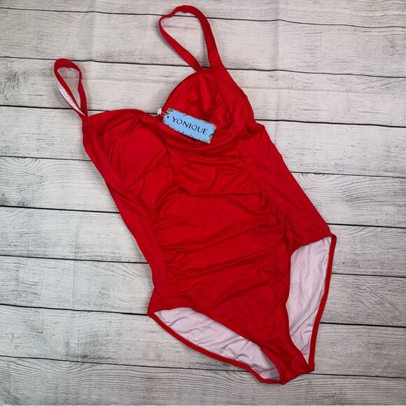 Yonique NWT Women's Slimming Tummy Control One Piece Swimsuit Red Size Medium - Picture 6 of 11